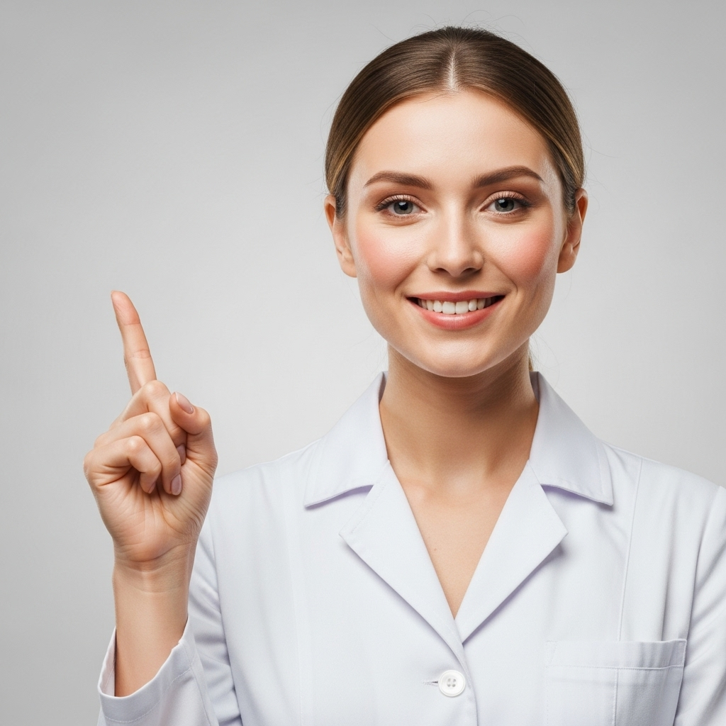 Улыбающийся фармацевт аптеки Ваше Здоровье отвечает на вопросы покупателей